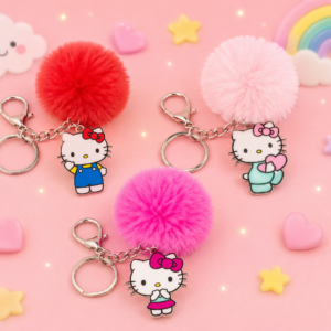 Hello Kitty pompon sleutelhanger